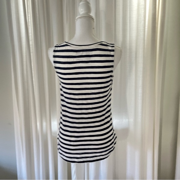 Anthropologie Navy Striped Tank w/ Pocket Detail - Picture 2 of 5